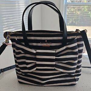 Kate Spade Black and White Striped Shoulder Bag